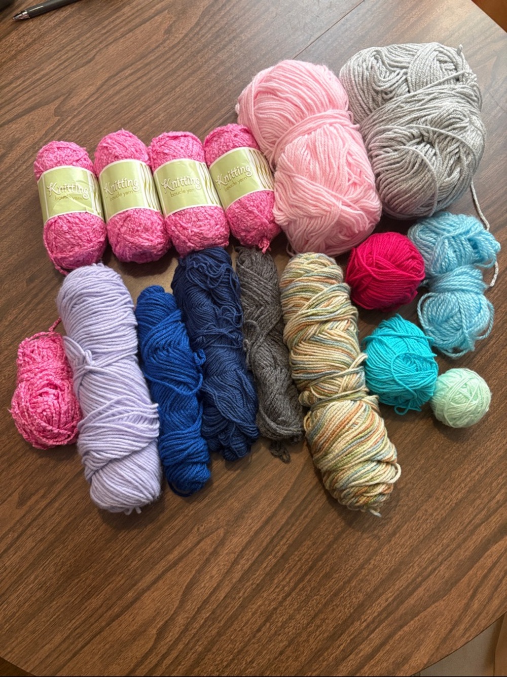 LARGE Mixed Assorted Yarn Bundle Pink Blue Gray Teal Lavender Some NEW